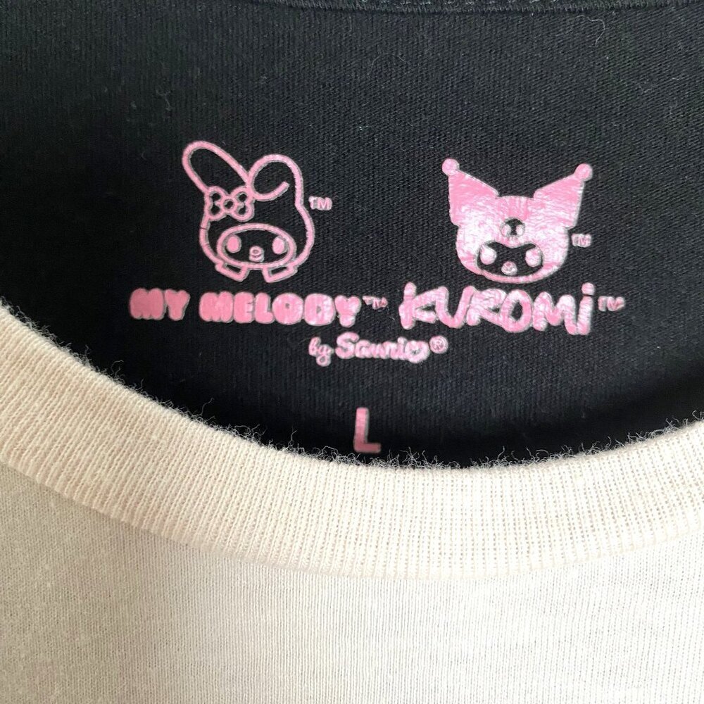Sanrio Dual My Melody And Kuromi T-Shirt Pink Black Size Large Hello Kitty Rare - Picture 3 of 8